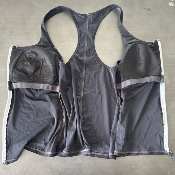 Gottex Profile Sport Black Full Zip Tankini Racerback Swimsuit Bathing Suit 16 - Picture 7 of 11